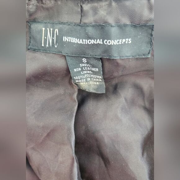 INC International Concepts brown faux leather belted jacket - Picture 8 of 11